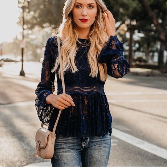 Vici Tops - VICI Karena Lace Peplum Top